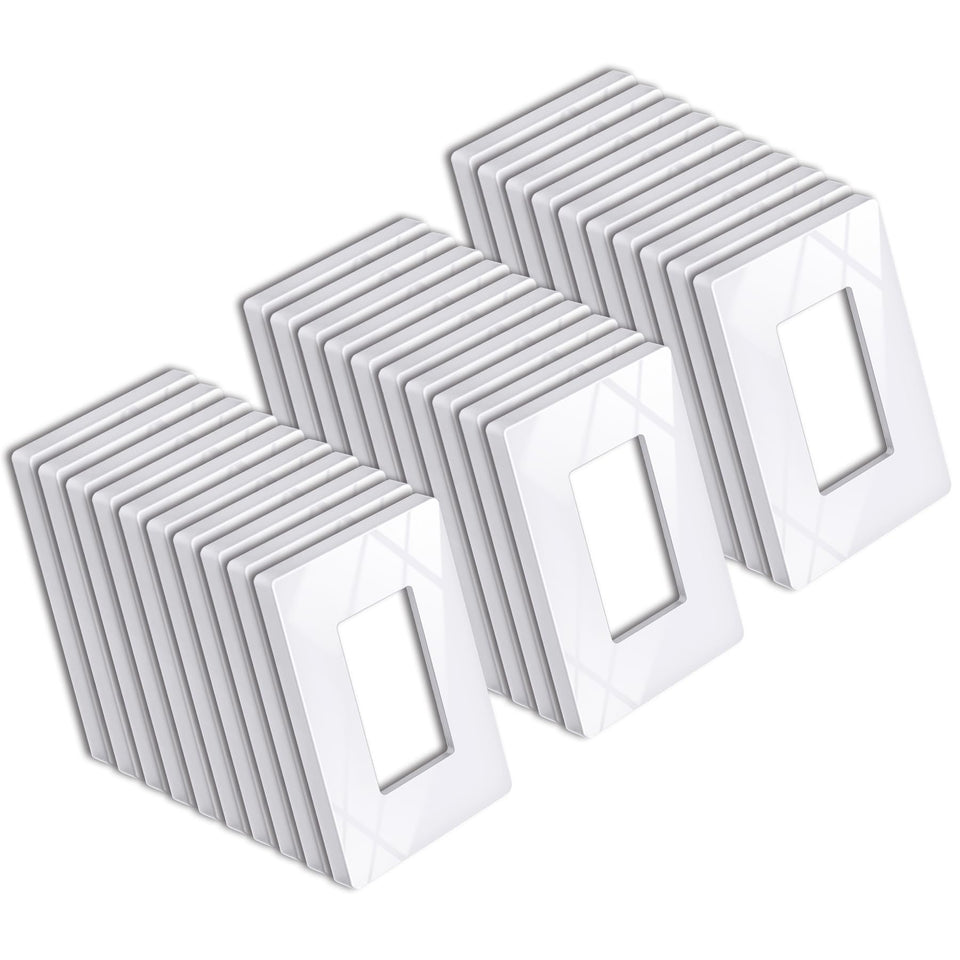 BESTTEN screwless wall plate front view gloss snow white adds seamless decor.