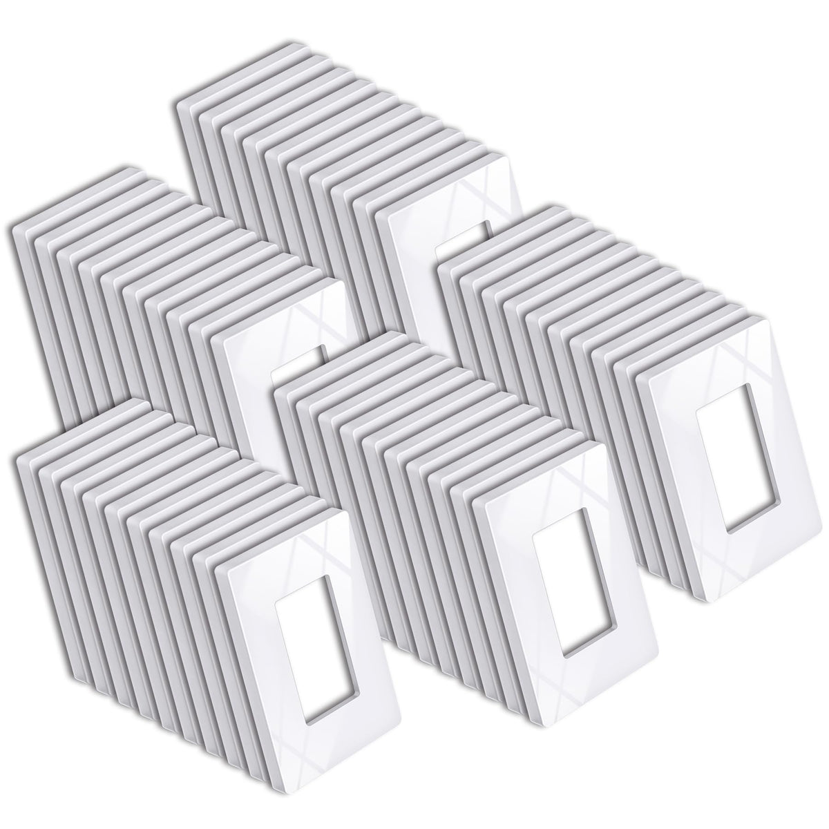 BESTTEN screwless wall plate front view with glossy snow white finish