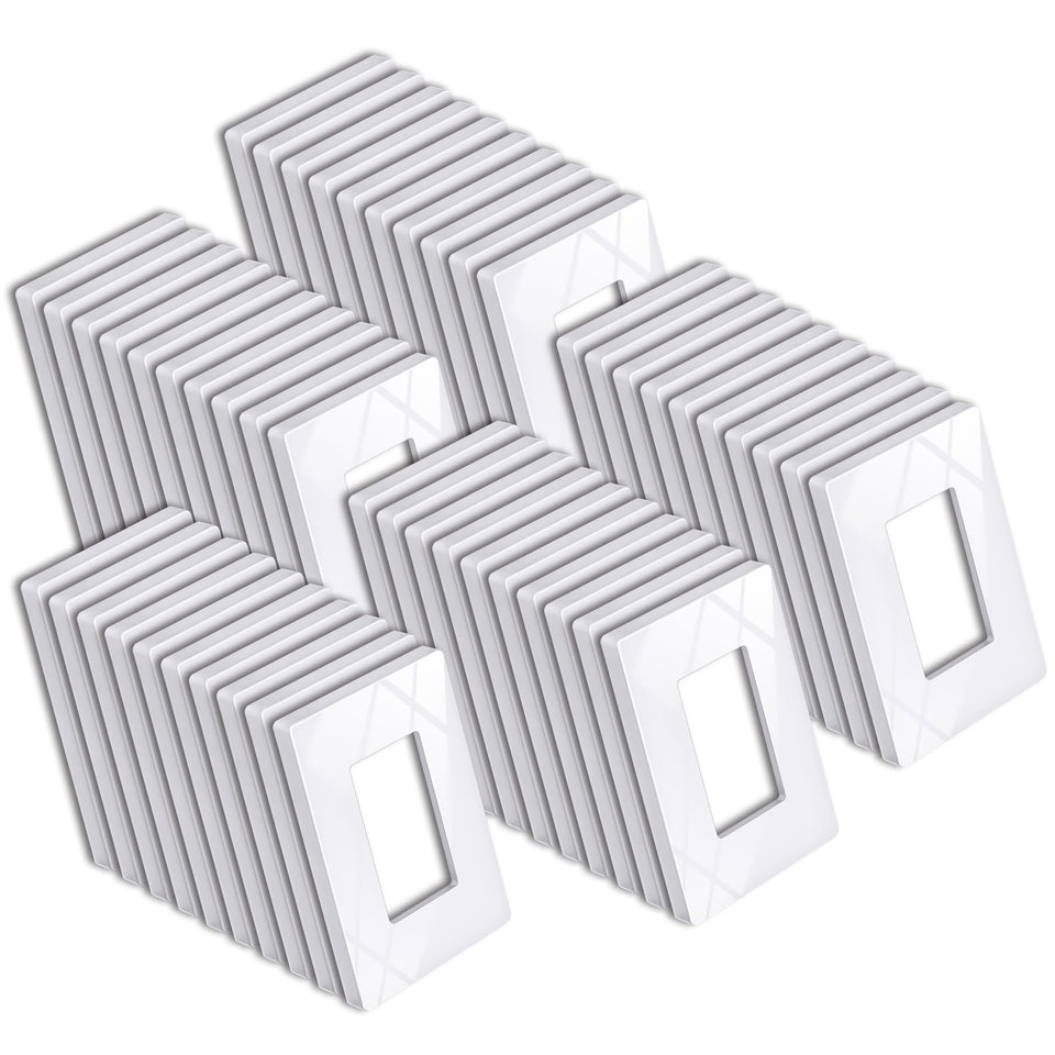 BESTTEN screwless wall plate front view with glossy snow white finish