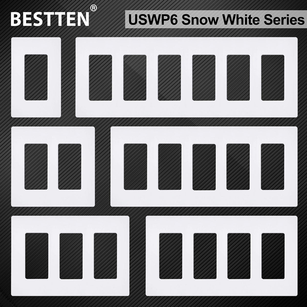 BESTTEN screwless wall plate seamless edges reduce dust buildup.