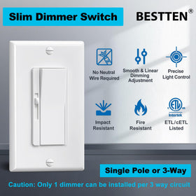BESTTEN slim dimmer switch for single-pole and 3-way installations