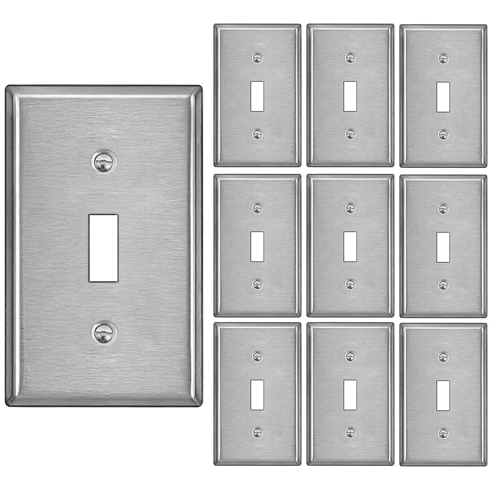 BESTTEN toggle switch metal wall plate with brushed finish for durable, easy-to-clean aesthetics