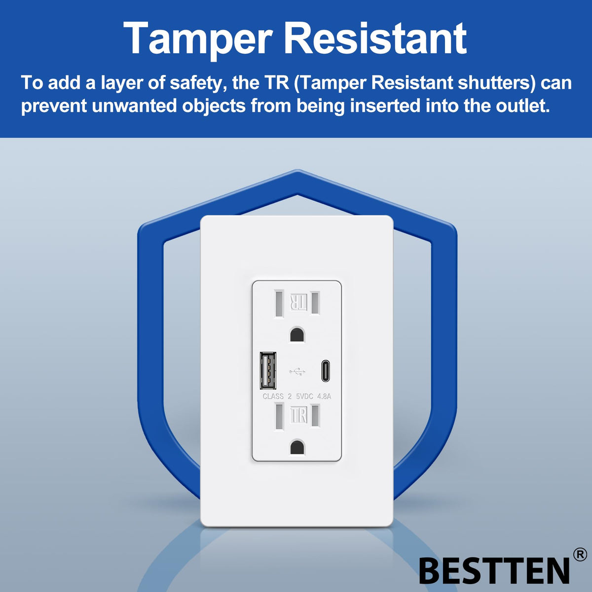 BESTTEN 24W USB Ports enable simultaneous charging of two devices.