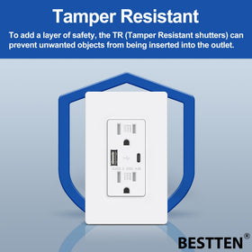 BESTTEN 24W USB Ports enable simultaneous charging of two devices.