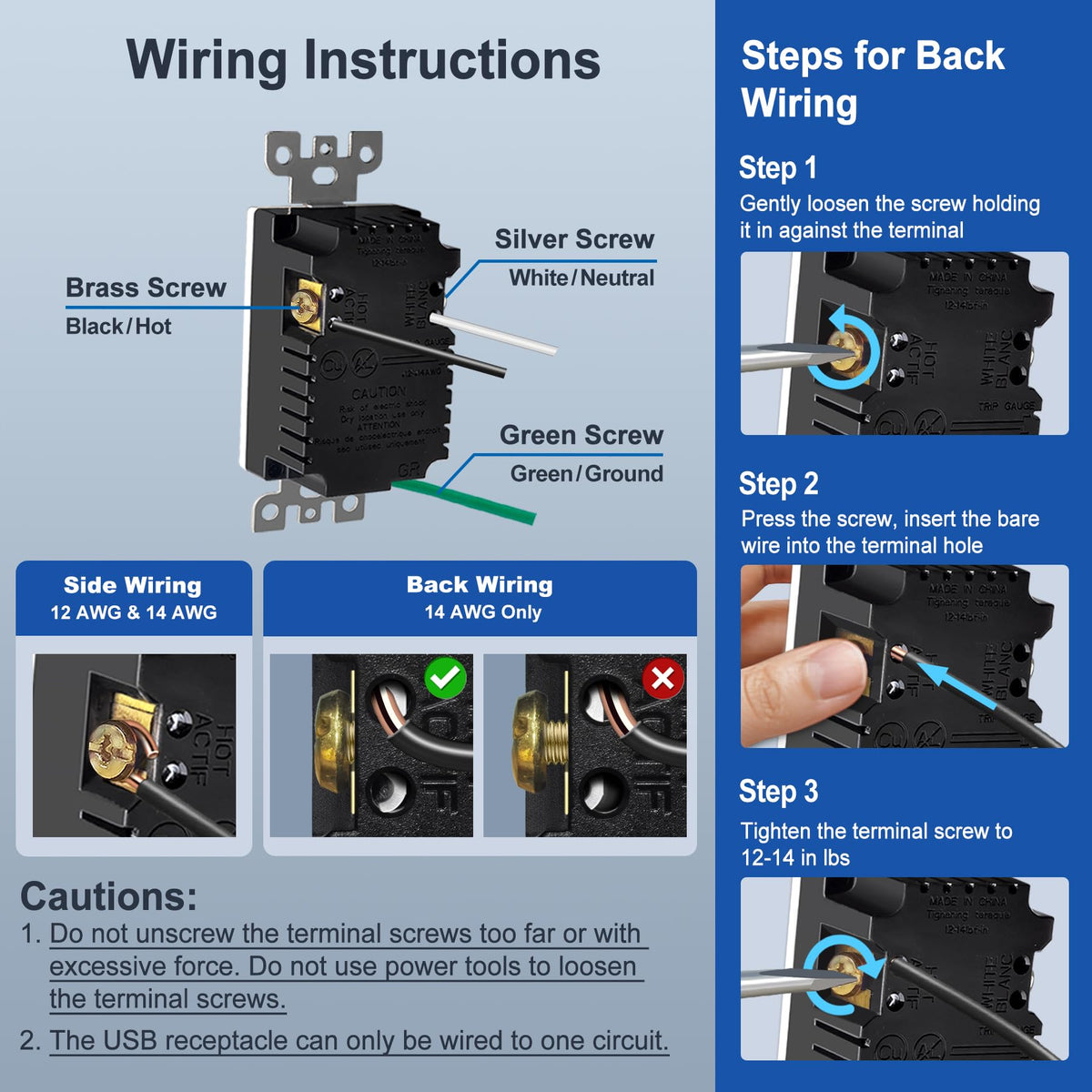 BESTTEN Back and Side Wiring Outlet makes installation quick and flexible.
