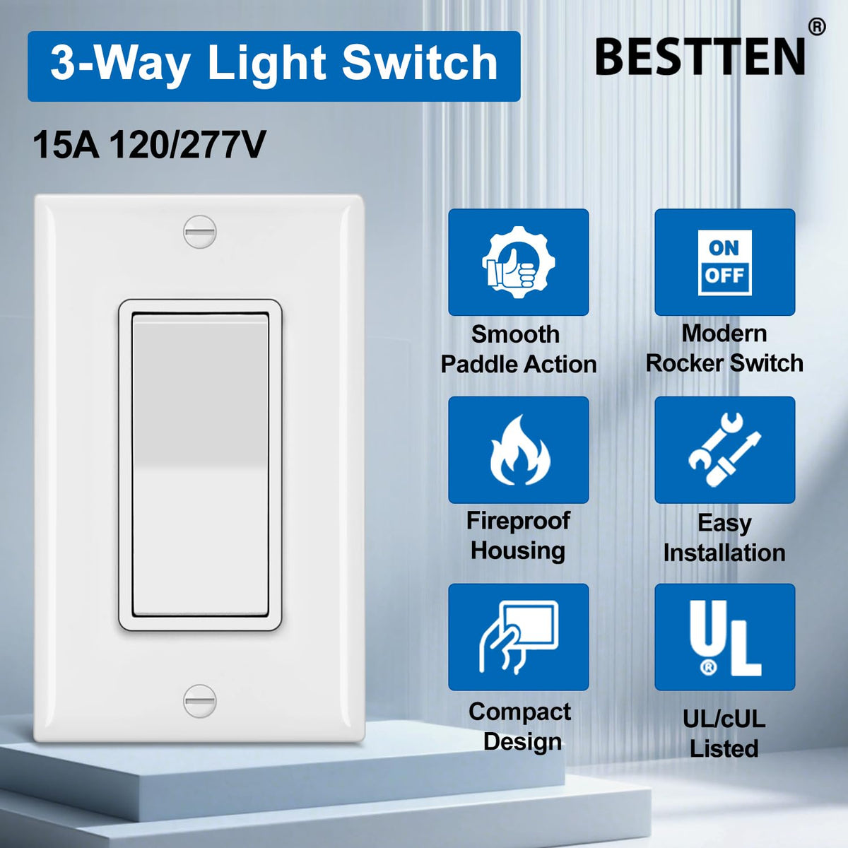 BESTTEN wallplate included ensures seamless integration with modern decor.