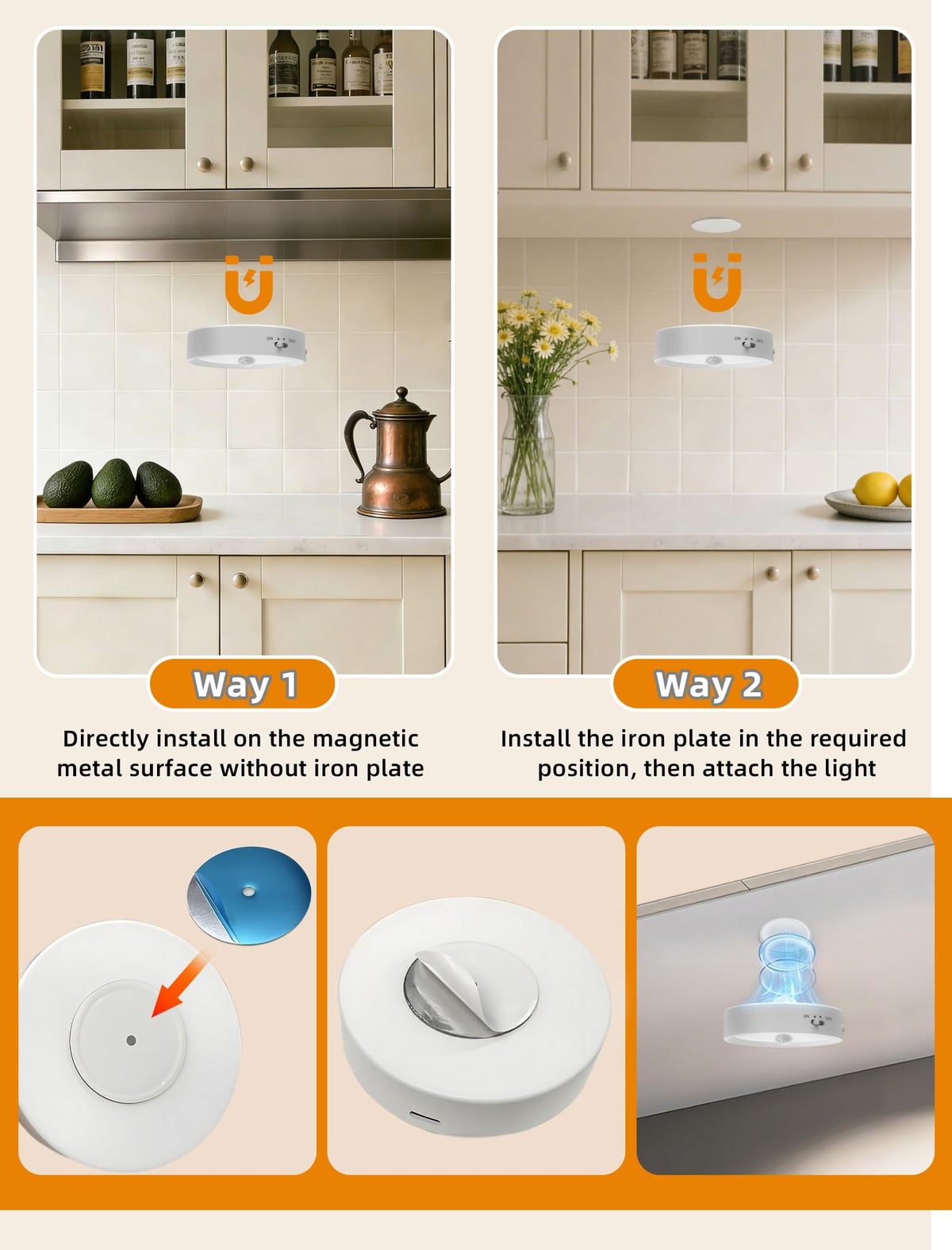 Besttour dimmable stick-on light provides flexible brightness for cabinets and shelves.