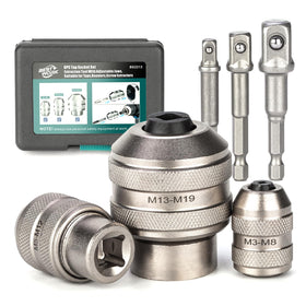 Bestwork 6pcs adjustable tap socket set for 1/4 drive, enabling tight spots and extended reach.
