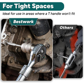 Bestwork 6pcs adjustable tap socket set for 3/8 drive, ideal for balanced torque in confined spaces.