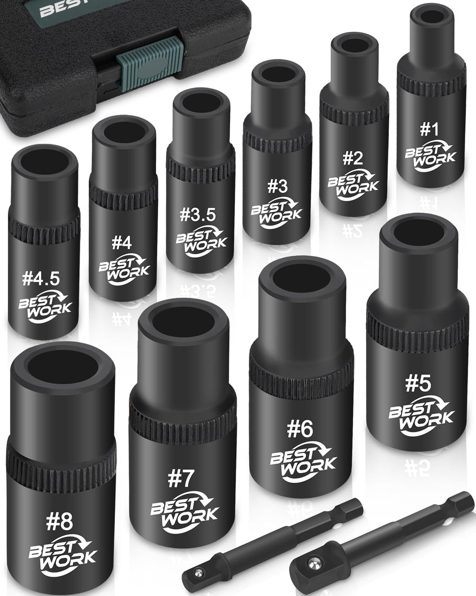Bestwork magnetic tap socket set in use for quick tapping with 1-4 drive