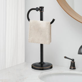 BESy 17-inch oil-rubbed bronze stand towel bar for durable bathroom storage