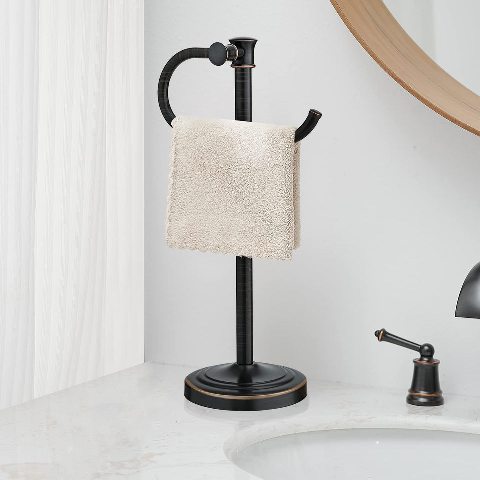 BESy 17-inch oil-rubbed bronze stand towel bar for durable bathroom storage