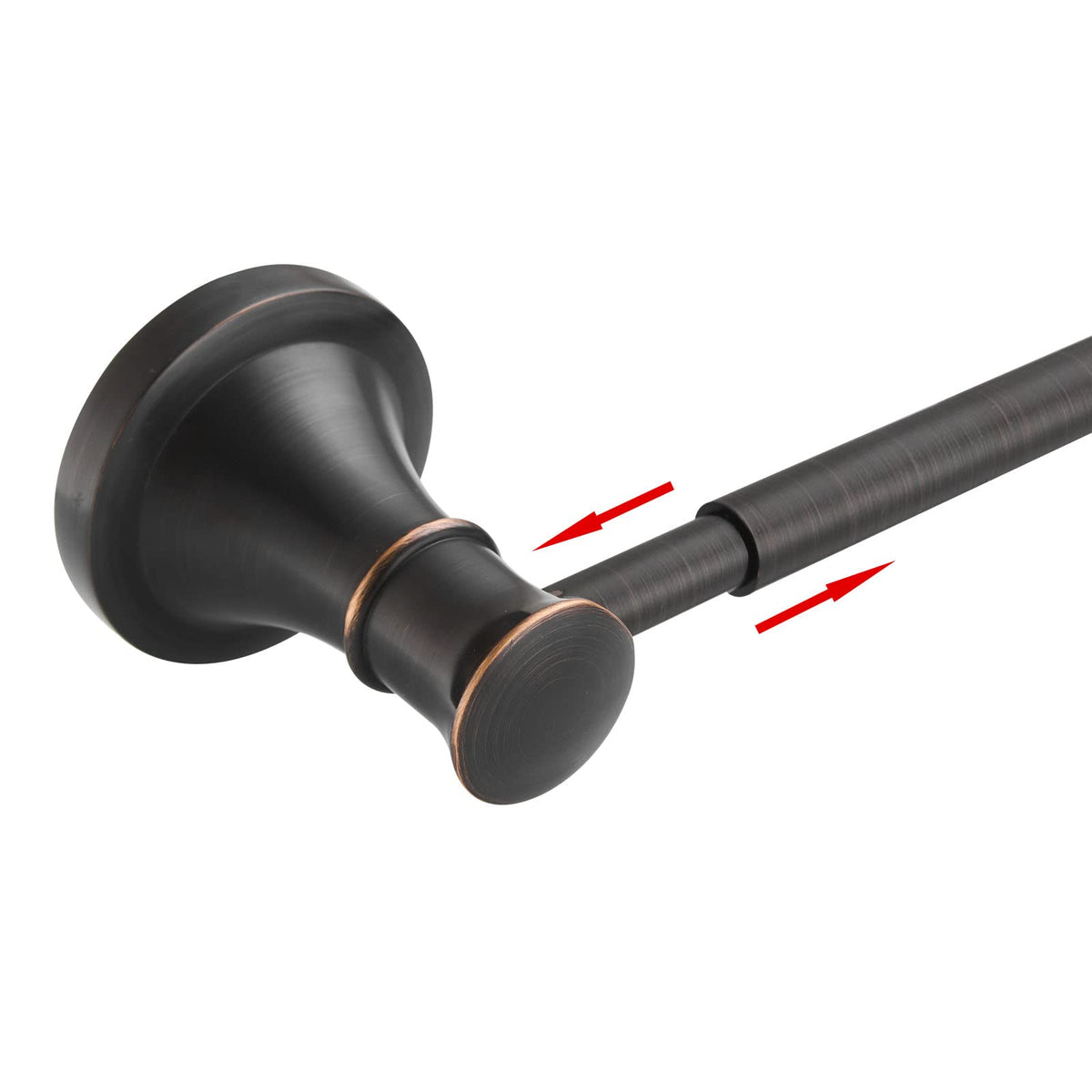 BESy adjustable bronze towel bar retracts 16 to 26 inches for flexible bathroom spacing.