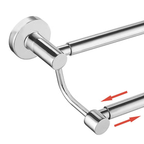 BESy adjustable towel bar extended to fit 16–26 inches for flexible spacing.