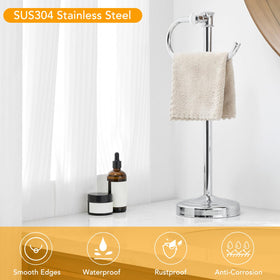 BESy bathroom countertop towel rack beside a sink vanity
