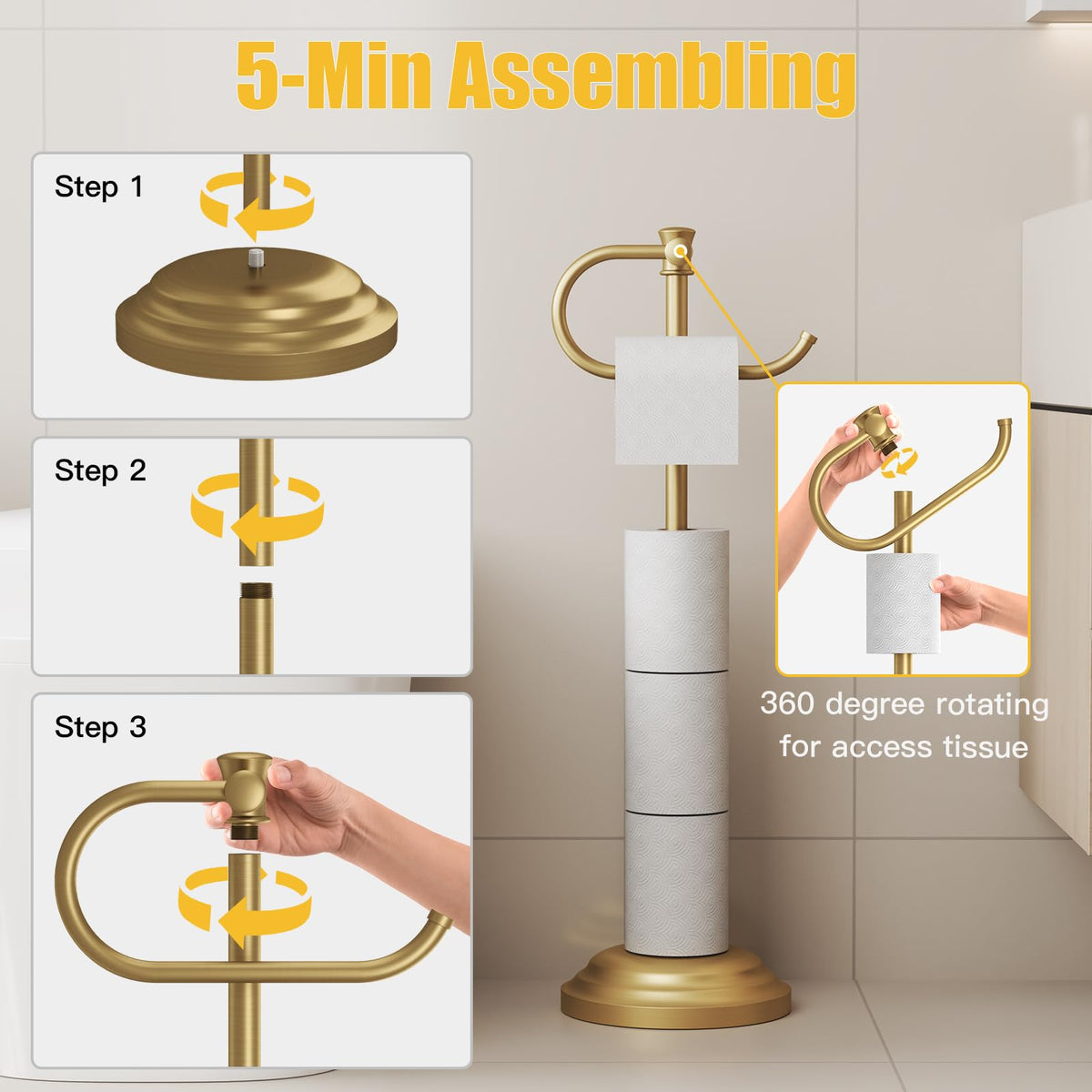 BESy brushed gold towel ring keeps towels within easy reach.