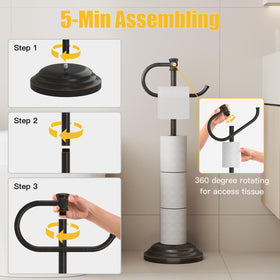 BESy free-standing bathroom stand showing rolls and storage capacity.