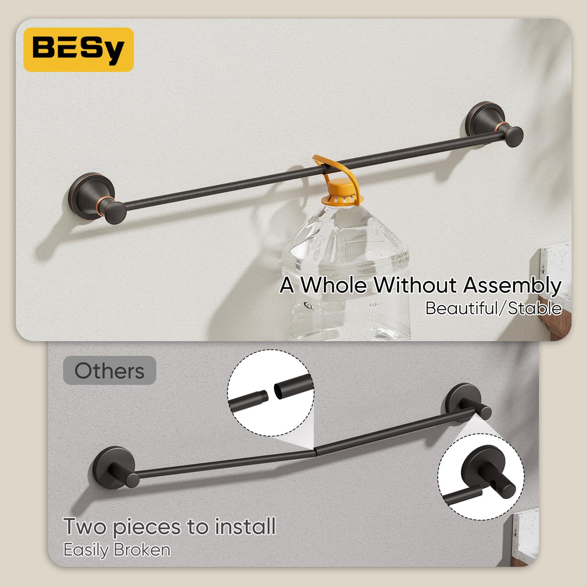 BESy heavy-duty all-metal build provides reliable support for towels.