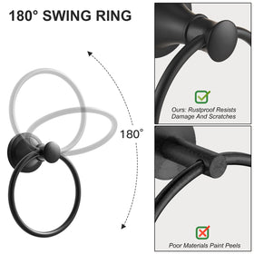 BESy matte black towel ring with concealed screws for premium look