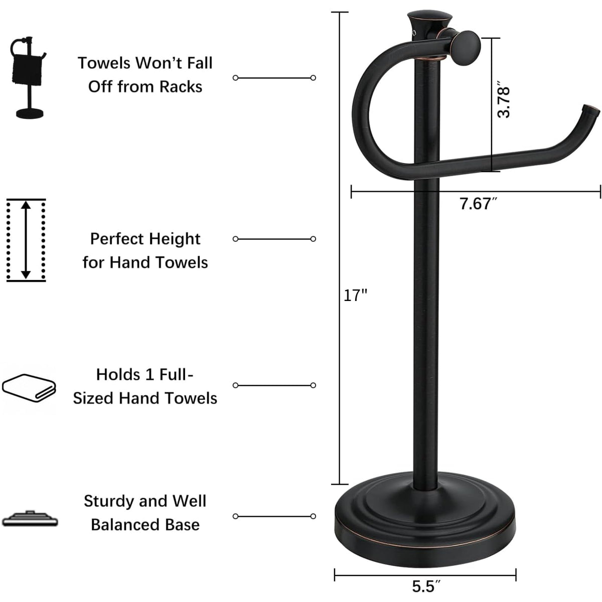 BESy modern towel stand with concealed screws for a clean look