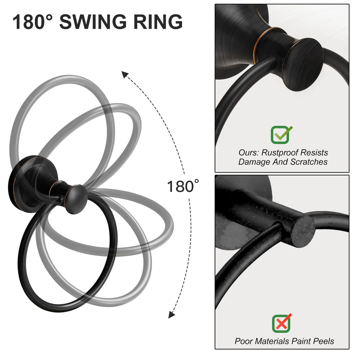 BESy towel ring in a modern bathroom setting with warm bronze tone