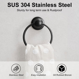 BESy towel ring wall mount close-up with concealed screws for a clean wobble-free look