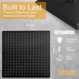 Besy stainless steel rain shower head with matte finish for durability