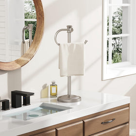 BESy stainless steel towel bar base provides sturdy towel support.