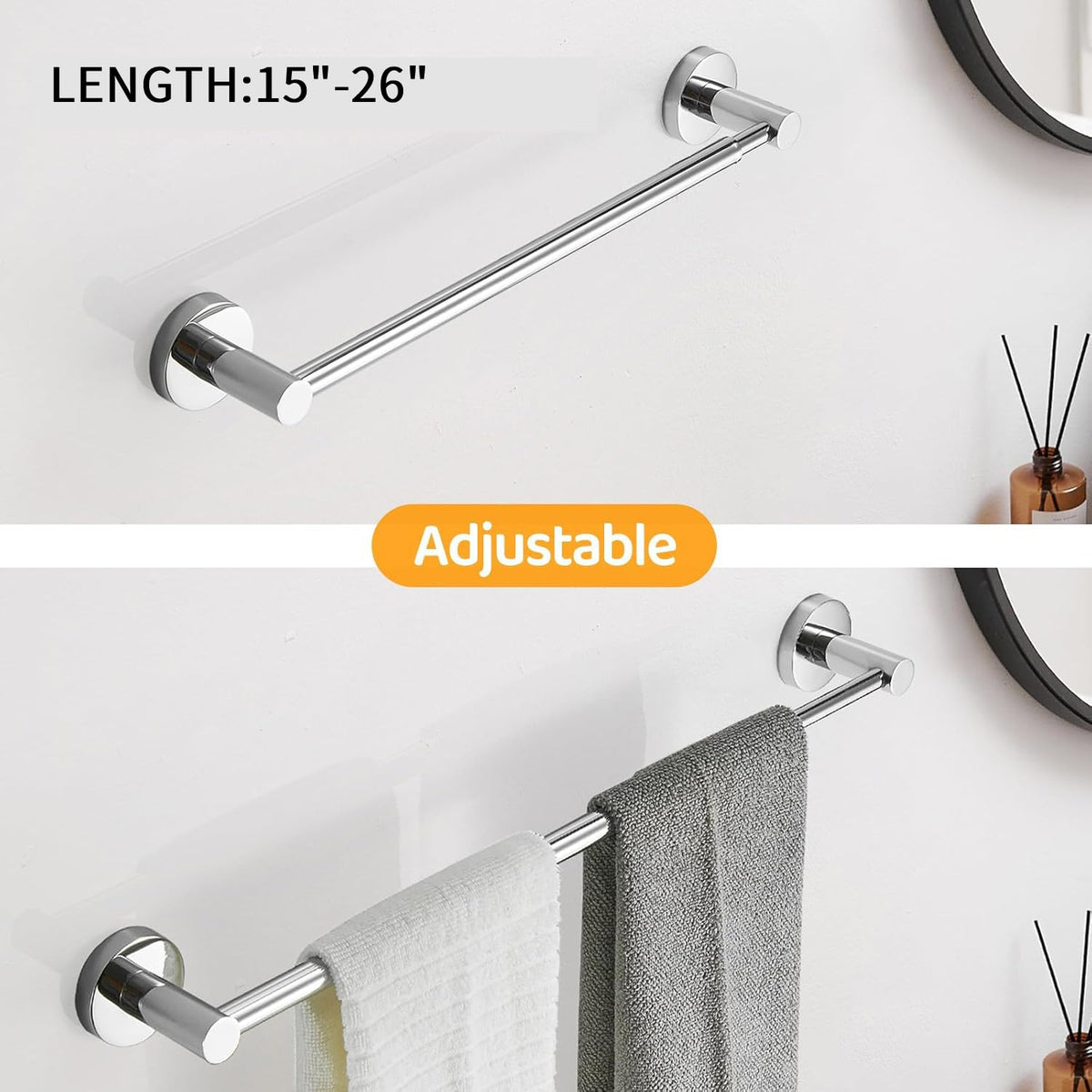 BESy SUS304 stainless steel towel holder mounted on wall, rust-resistant