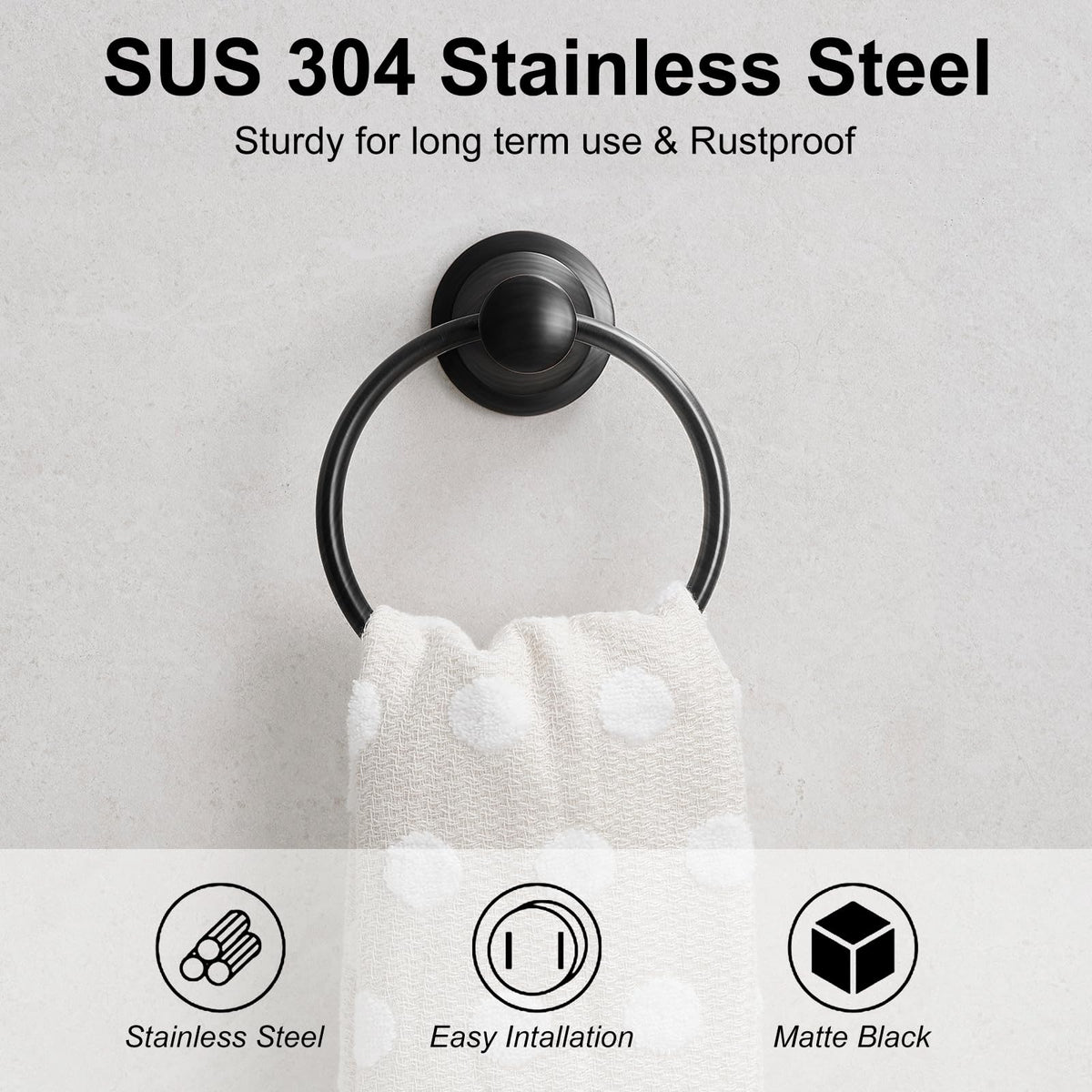 BESy wall-mounted towel ring close-up showing concealed screws