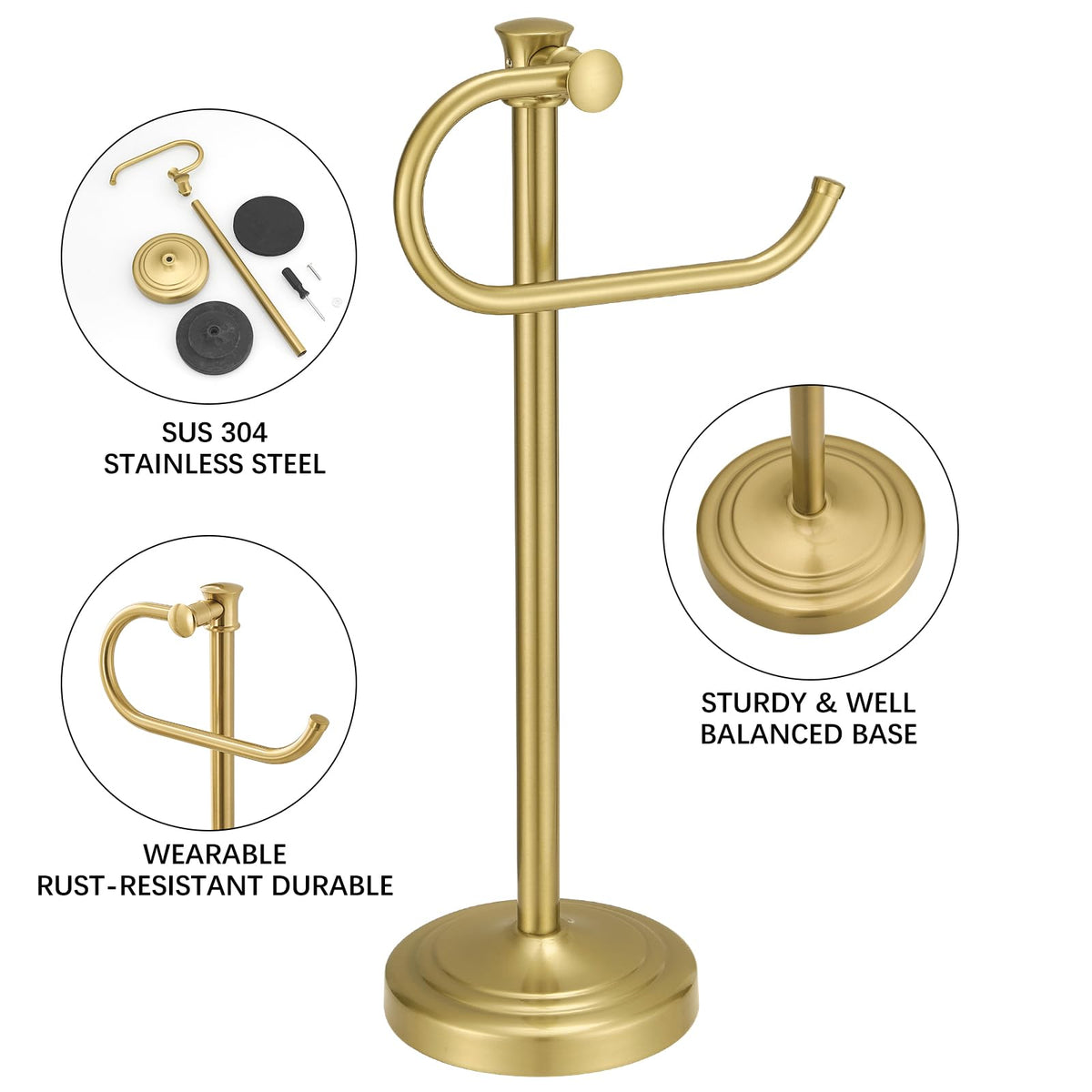 BESy wide-base stand ensures upright towels stay in place.