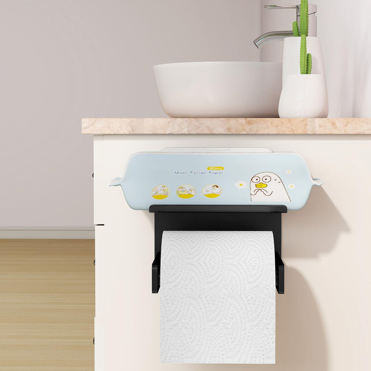 Bethom toilet paper holder with shelf, everyday use, easy cleaning and maintenance.