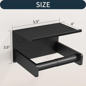 Bethom toilet paper holder with shelf, mega-roll fit, accommodates rolls up to 6.1 inches.