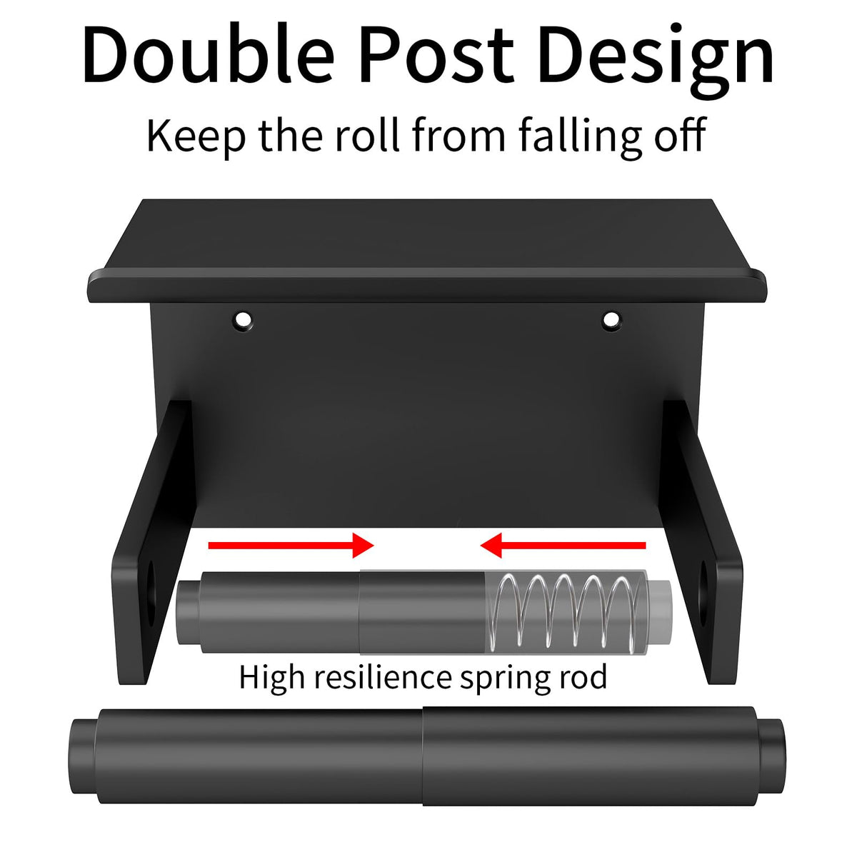 Bethom toilet paper holder with shelf, side view, compact wall-mount saves space.
