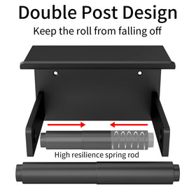 Bethom toilet paper holder with shelf, side view, compact wall-mount saves space.