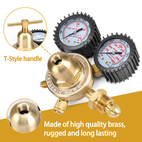 2-inch gauges and 1/4-inch flare outlet on BETOOLL regulator for flexible setup
