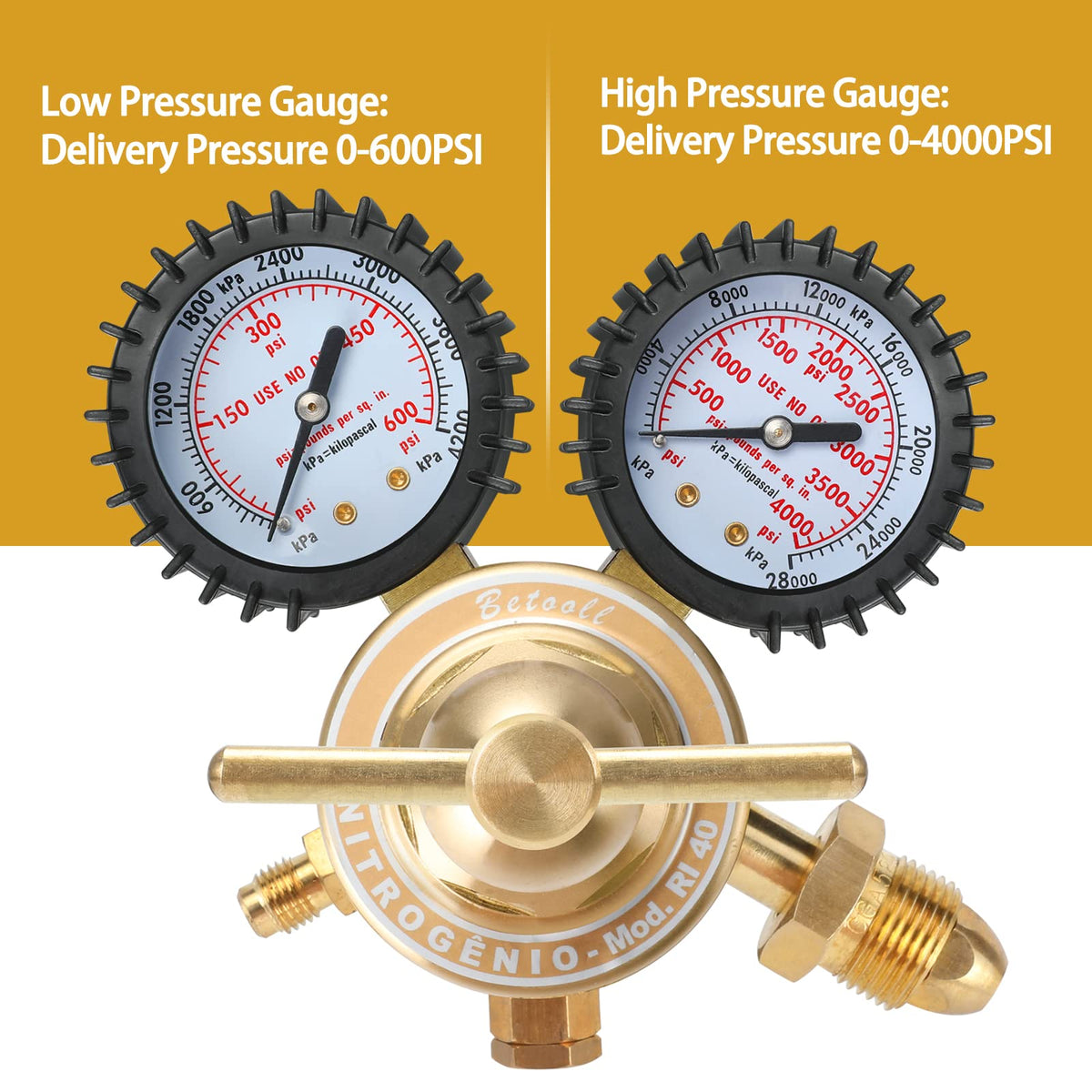 Solid brass body of BETOOLL regulator built for durability