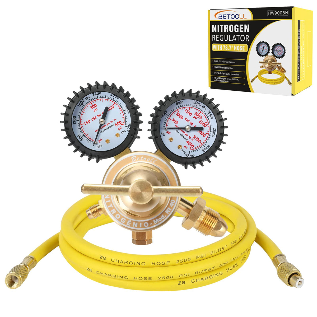 BETOOLL nitrogen regulator with 78-inch hose enabling safe soldering distance