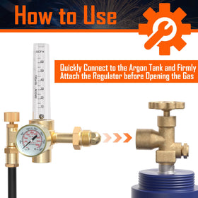 BETOOLL regulator offers adjustable output from 10 to 60 cfh for MIG/TIG.