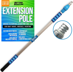 Better Boat extension pole extended for 3.5–6 ft reach, ideal for high-reach tasks.