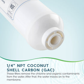 Post-carbon filter 1/4-inch NPT demonstrates easy replacement.