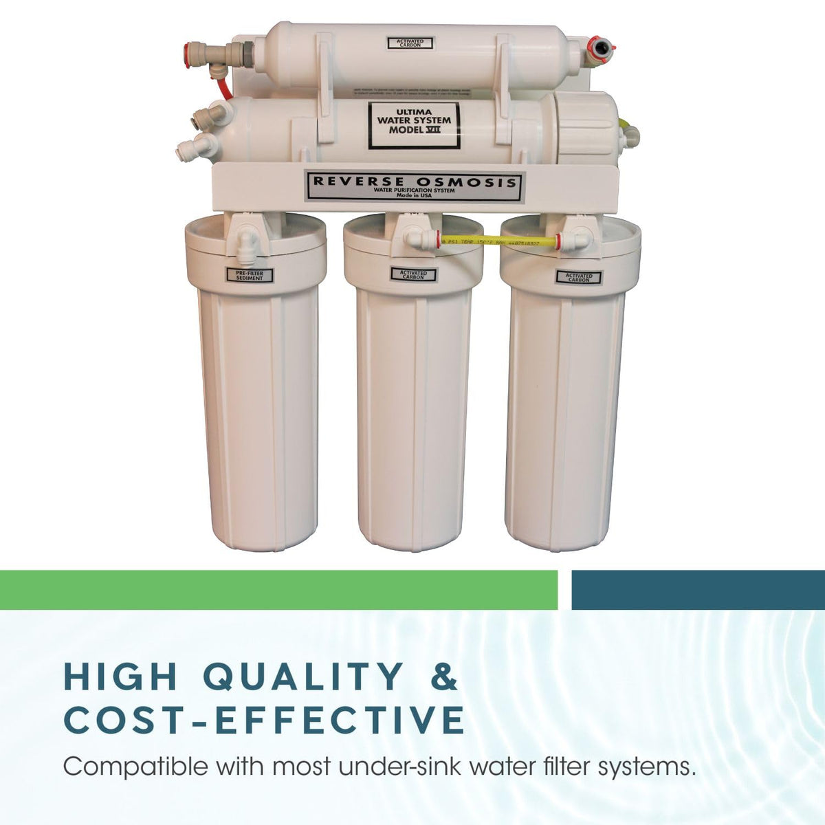 Ultima7 50 GPD RO membrane visible for high filtration capacity.