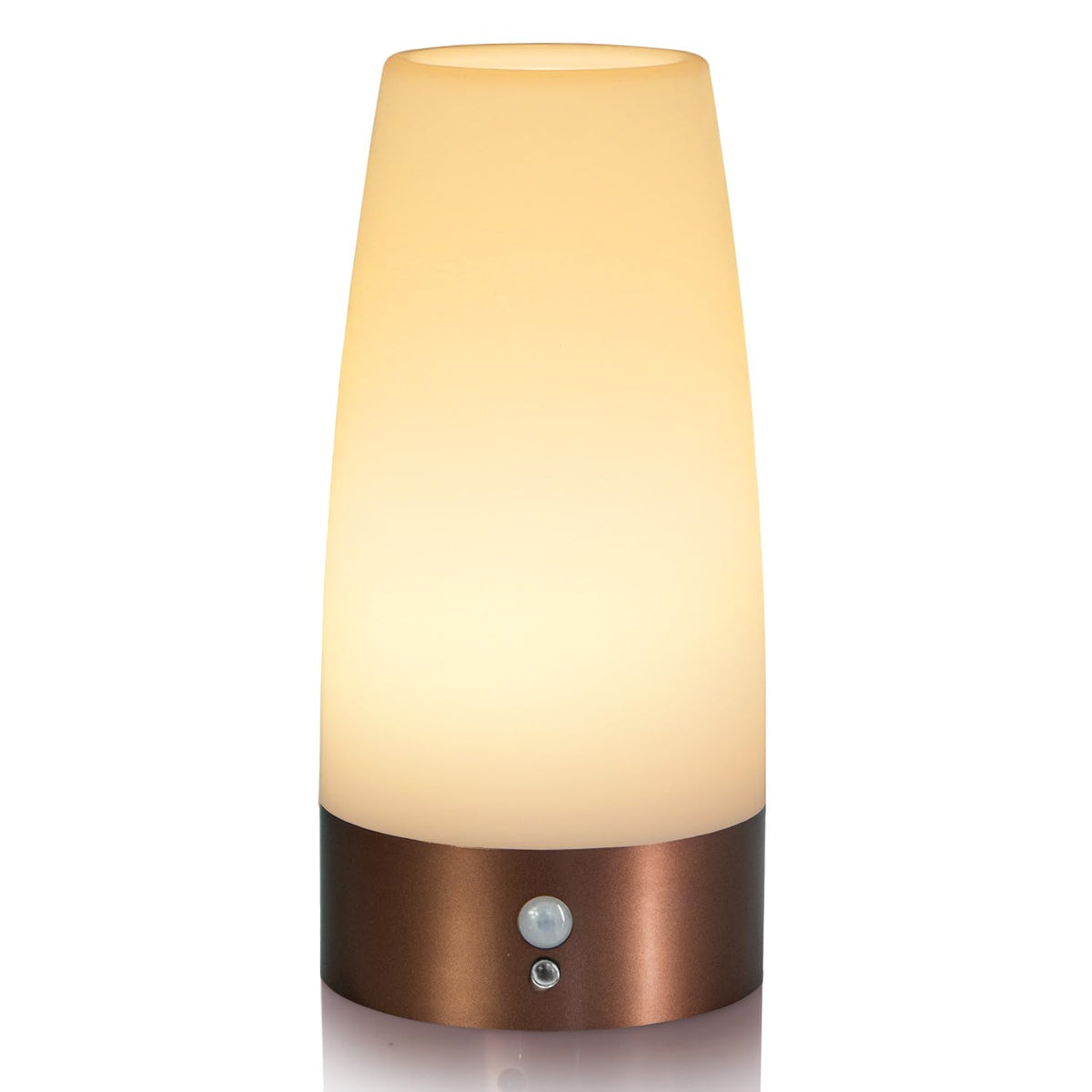 Betus motion sensor night light front view with warm ambient glow