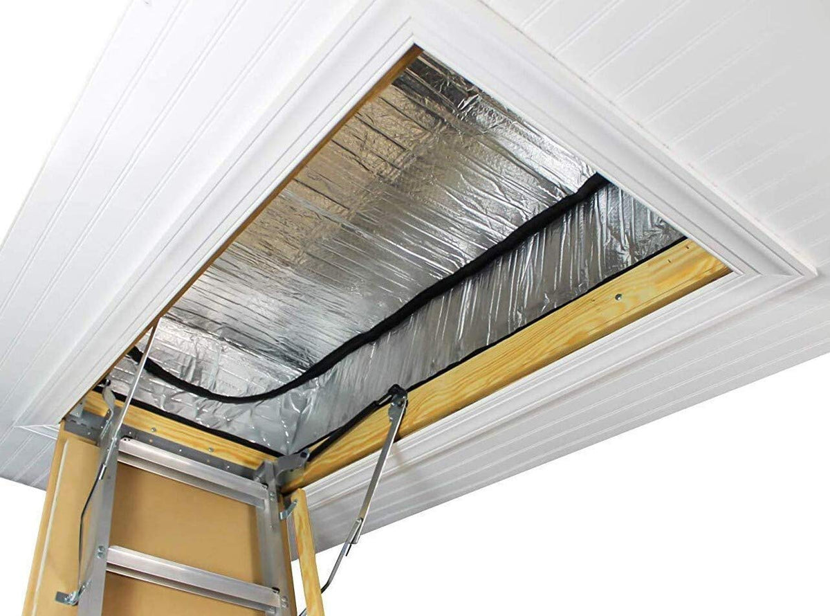 Bevel Energy attic door cover front view shows year-round insulation and easy access.