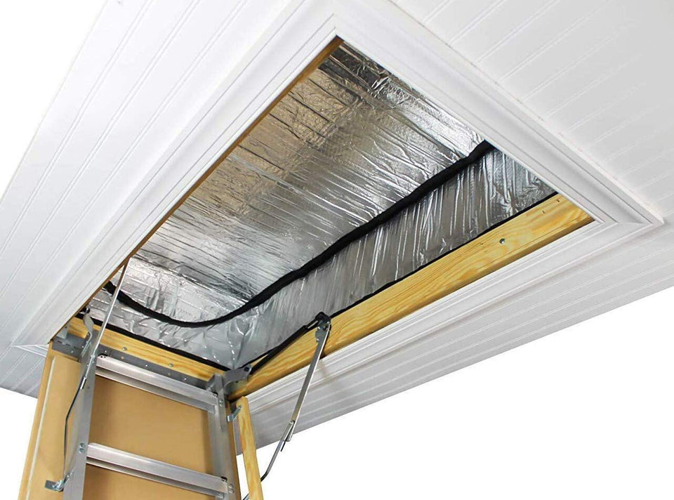 Bevel Energy attic door cover front view shows year-round insulation and easy access.