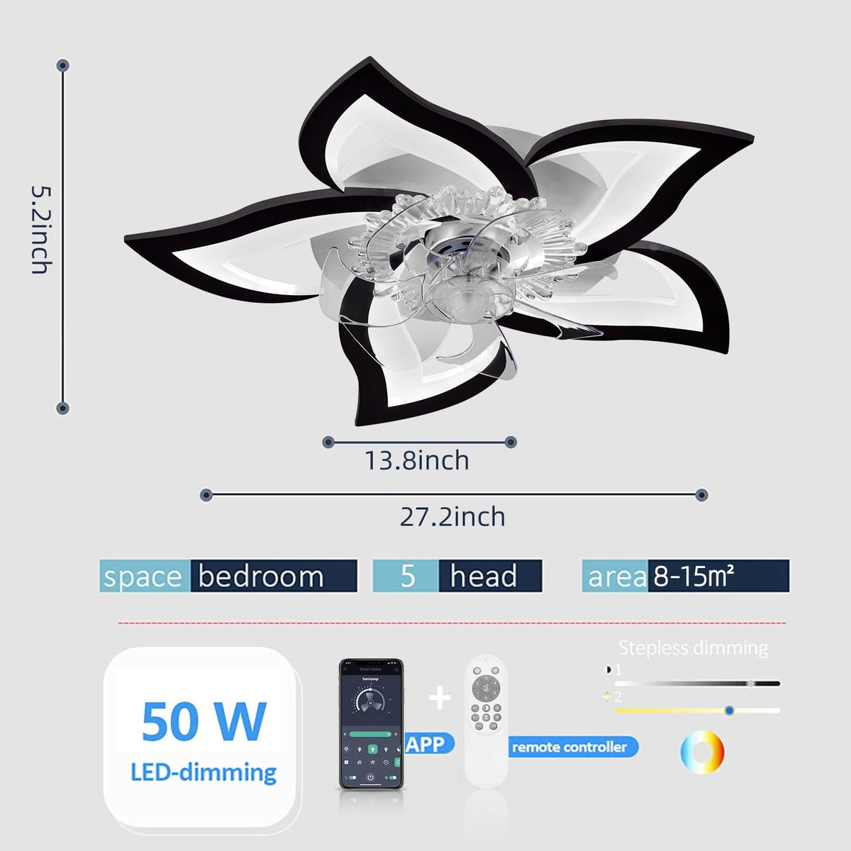 Bevenus acrylic lampshade ceiling fan emits evenly diffused light