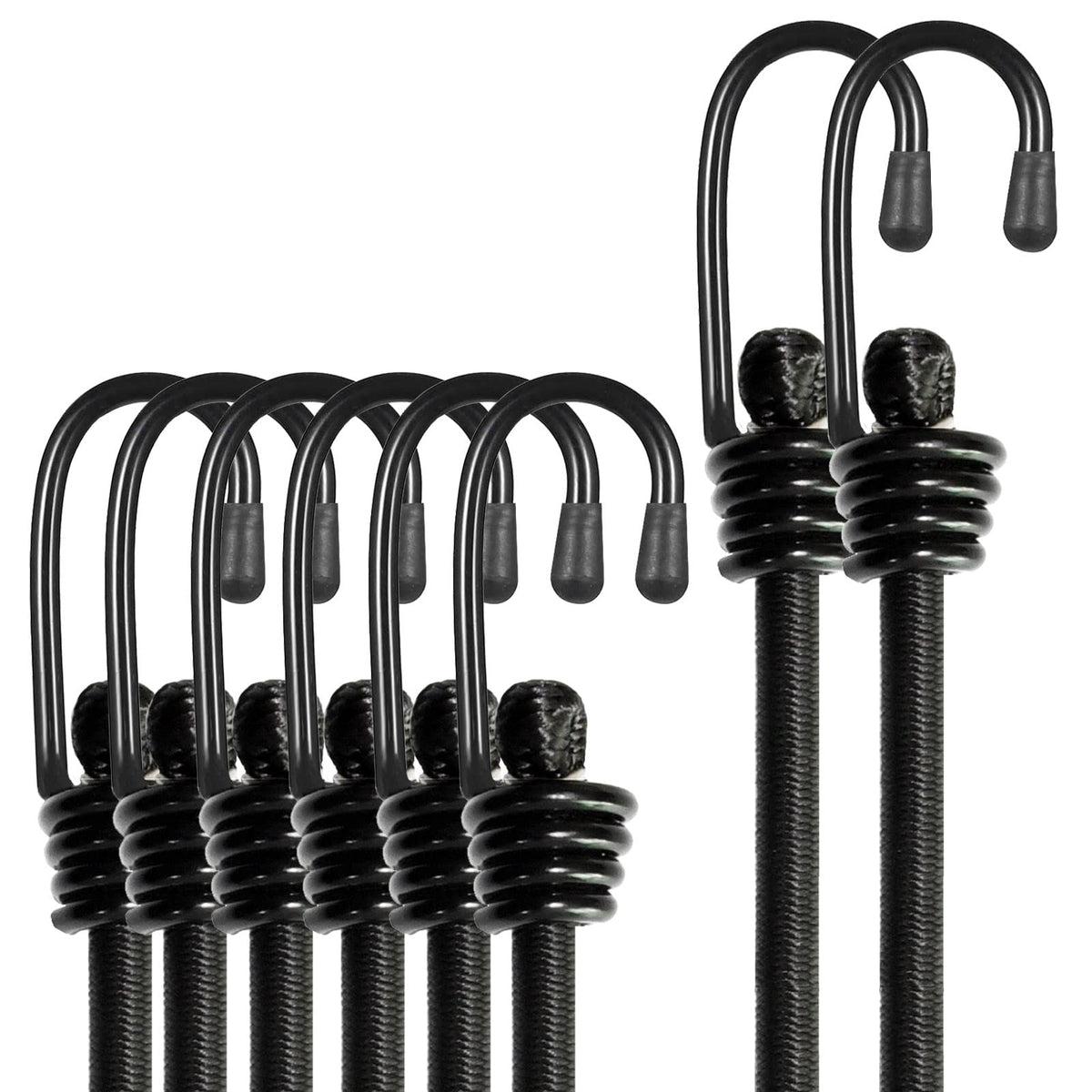 BEXSLE bungee cords with hooks, versatile set for securing tarps and gear.