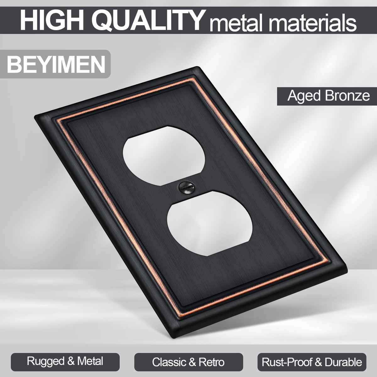BEYIMEN duplex outlet cover in oil-rubbed bronze provides cohesive home decor.