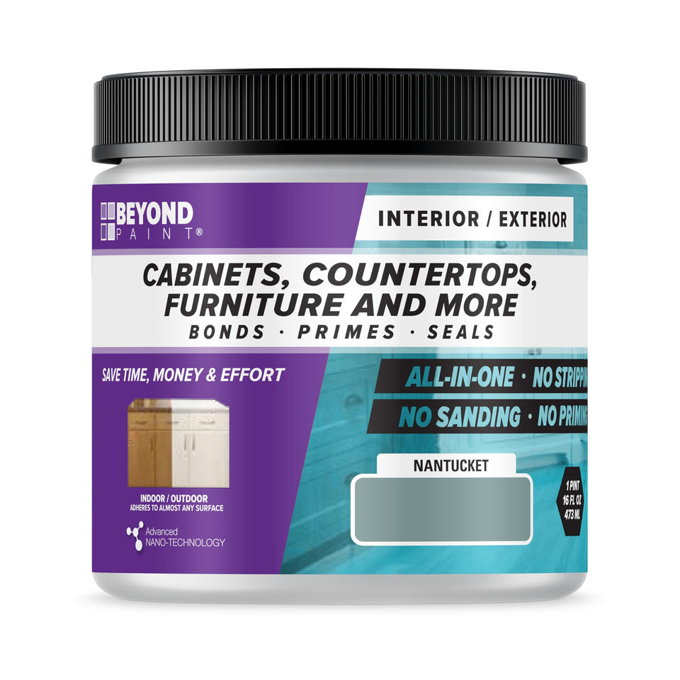 Beyond Paint bottle pour demonstrates an easy refinishing start