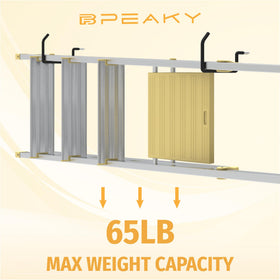 BFPeaky hook for bike, chair, and cords keeps garage tidy and reachable.